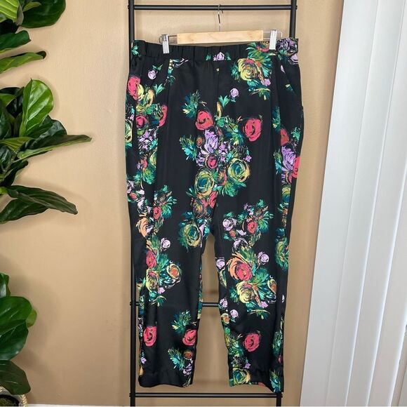 Allen B. By Allen Schwartz Black Floral Print Pants Size 16 - Picture 1 of 6